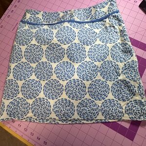 VINEYARD VINES Margo Whale Pattern White & Blue Lined Mini Skirt